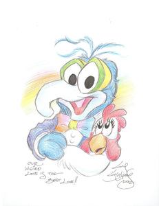 Muppets Gonzo & Chicken Original Art 8.5x11 Sketch  - Created by Guy Gilchrist