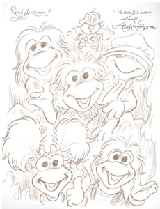 Fraggle Rock Group Original Art 8.5x11 Sketch  - Created by Guy Gilchrist