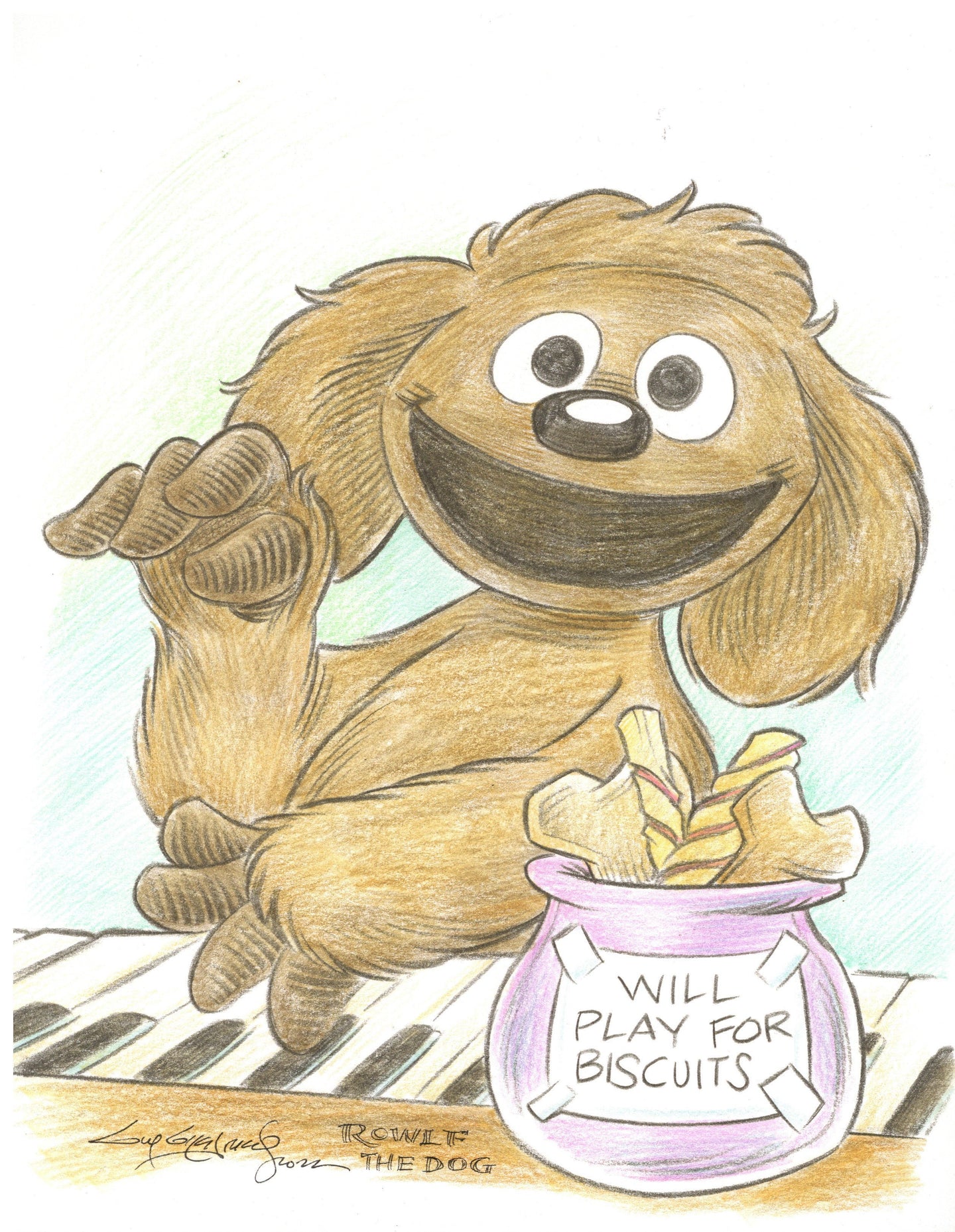 Muppets Rowlf the Dog Original Art 8.5x11 Sketch  - Created by Guy Gilchrist