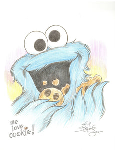 Cookie Monster Original Art 8.5x11 Sketch  - Created by Guy Gilchrist