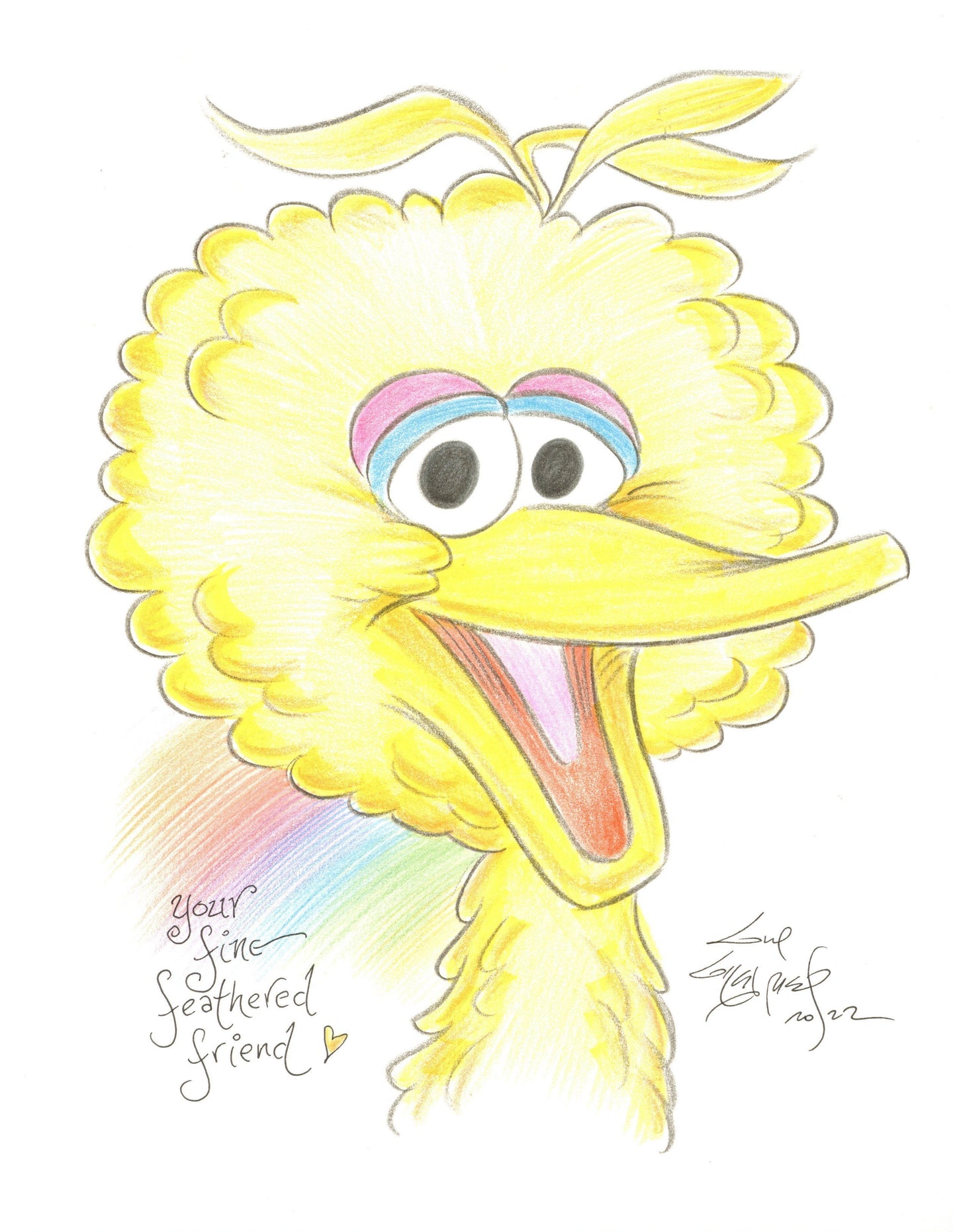 Sesame Street Big Bird Original Art 8.5x11 Sketch - Created by Guy