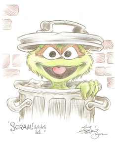 Oscar the Grouch Original Art 8.5x11 Sketch - Created by Guy Gilchrist