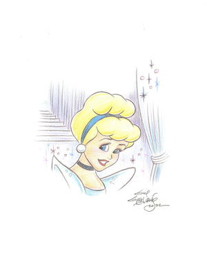 Disney's Cinderella Original Art 8.5x11 Sketch - Created by Guy Gilchrist