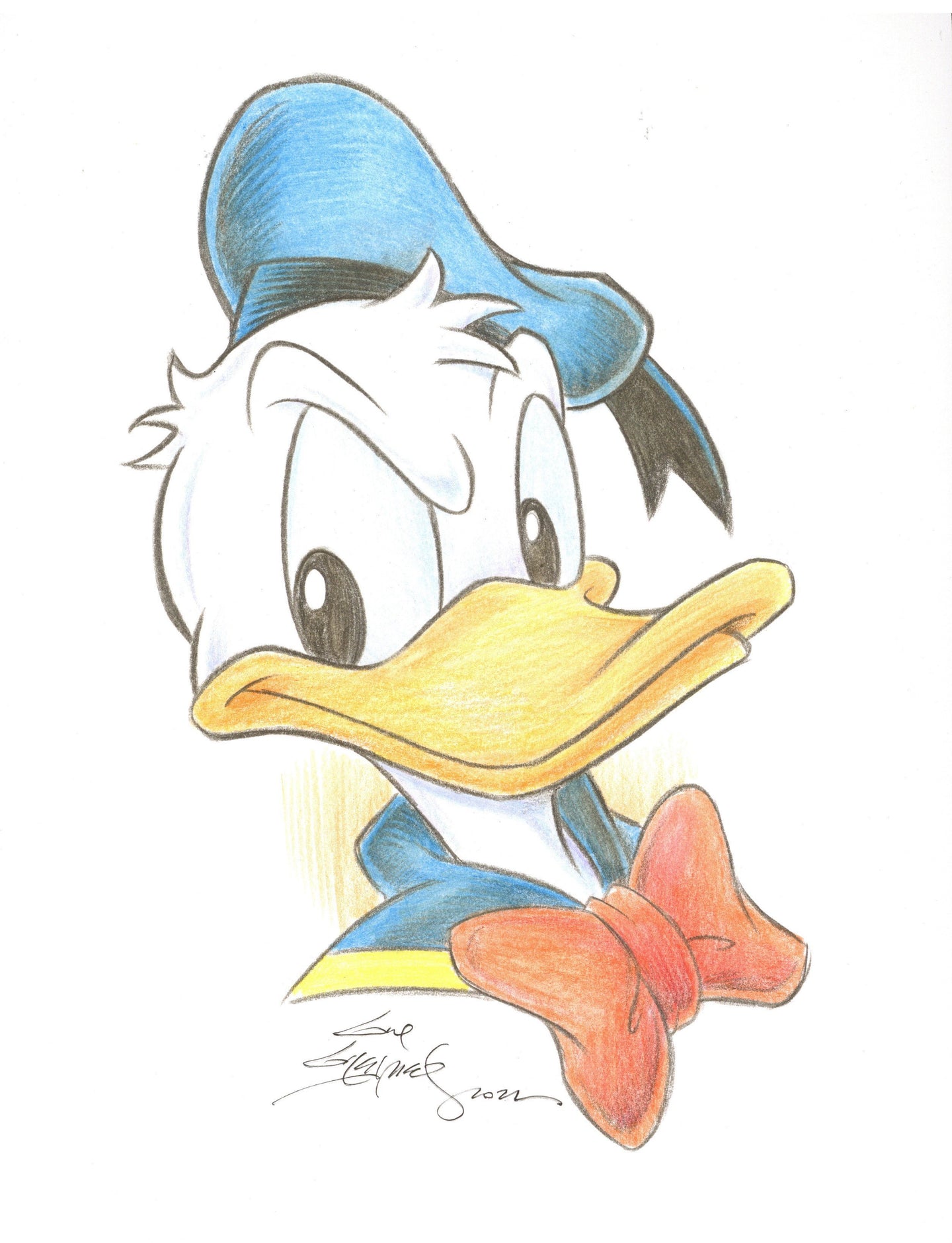 Donald the Duck Original Art 8.5x11 Sketch - Created by Guy Gilchrist