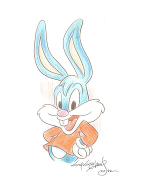 Looney Tunes Buster Bunny Original Art 8.5x11 Sketch - Created by Guy Gilchrist