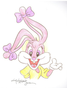 Looney Tunes Babs Bunny Original Art 8.5x11 Sketch - Created by Guy Gilchrist