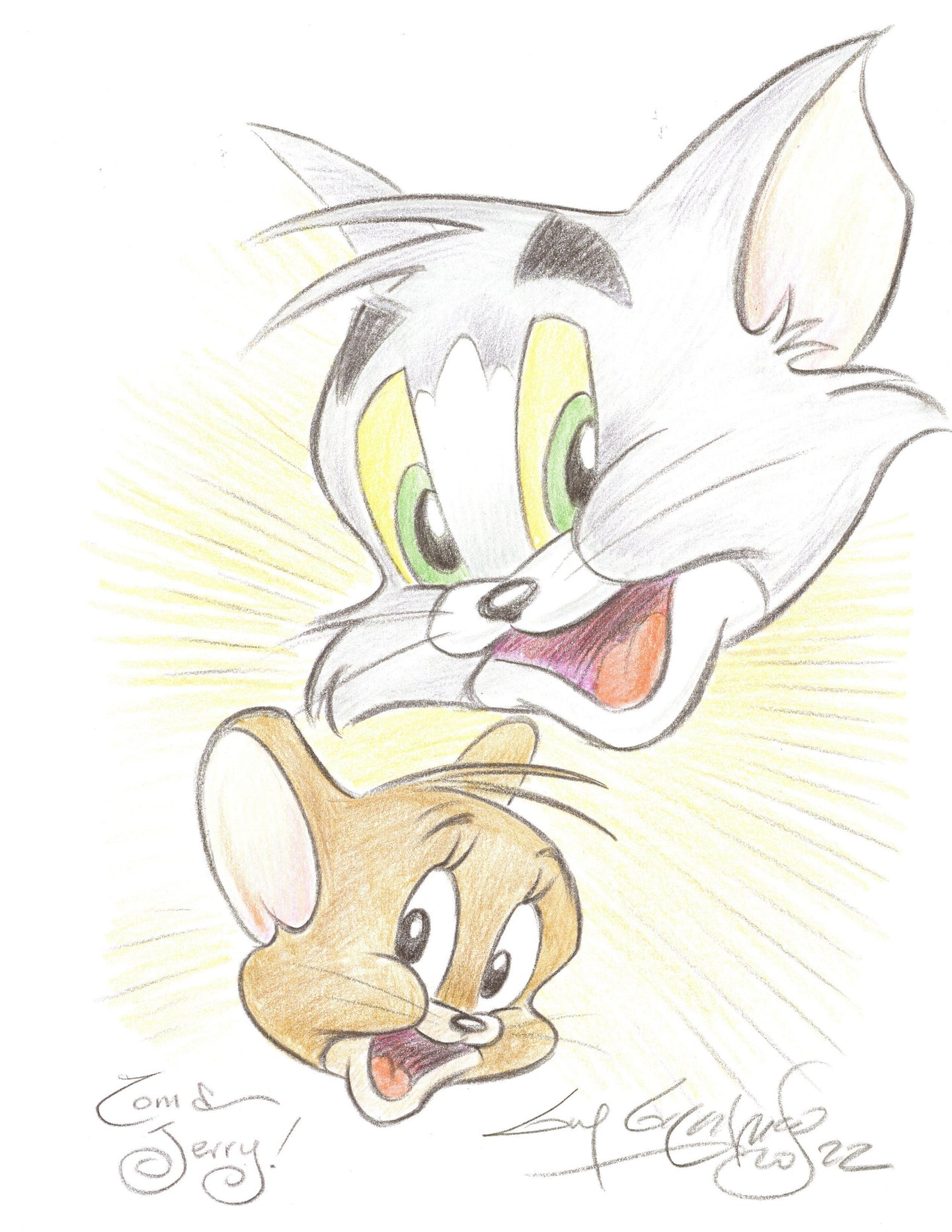 Tom & Jerry Original Art 8.5x11 Sketch - Created by Guy Gilchrist