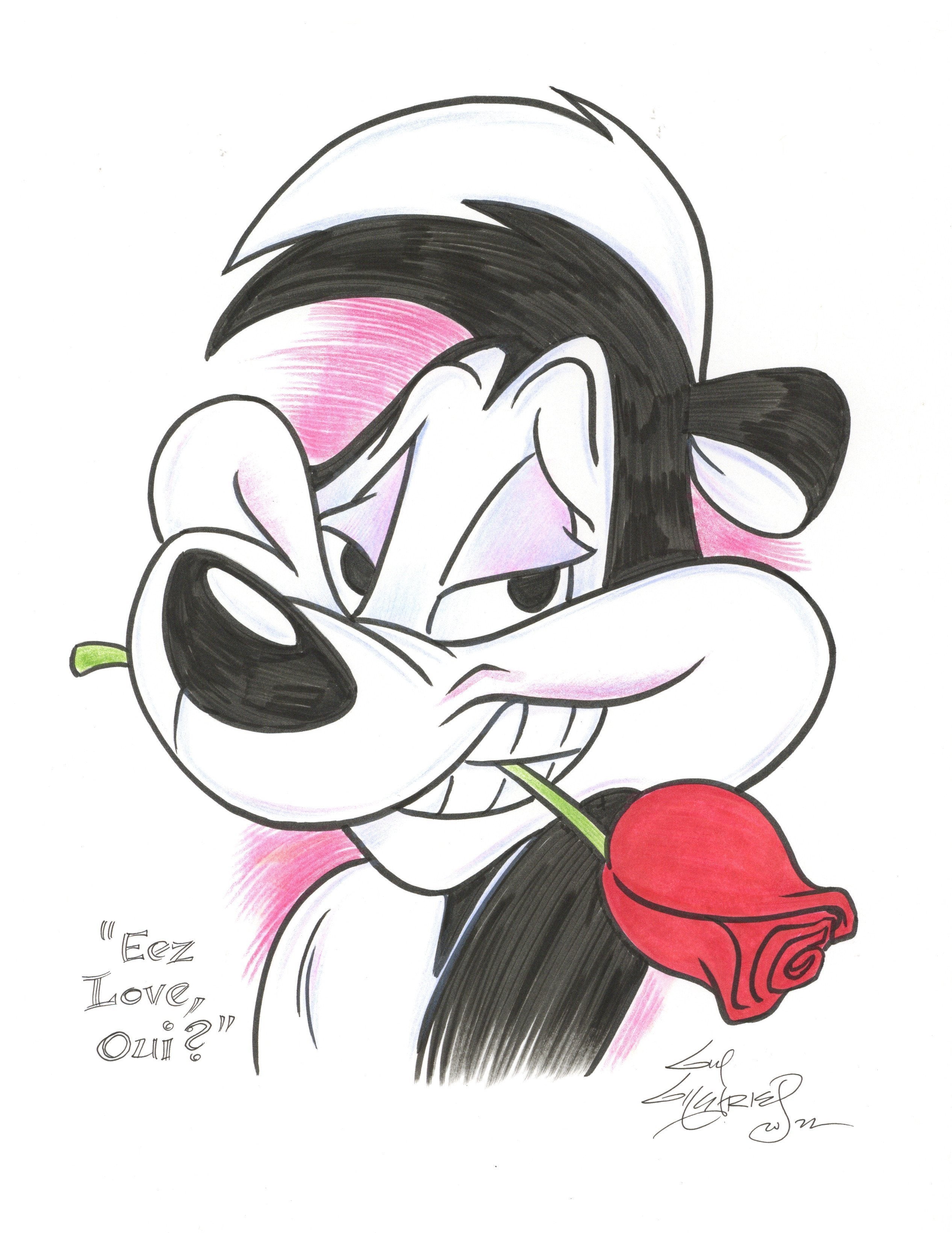Looney Tunes Pepé Le Pew Original Art 8.5x11 Sketch Looney Tunes Pepé Le Pew Original Art 8.5x11 Sketch