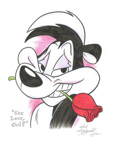Looney Tunes Pepé Le Pew Original Art 8.5x11 Sketch - Created by Guy Gilchrist