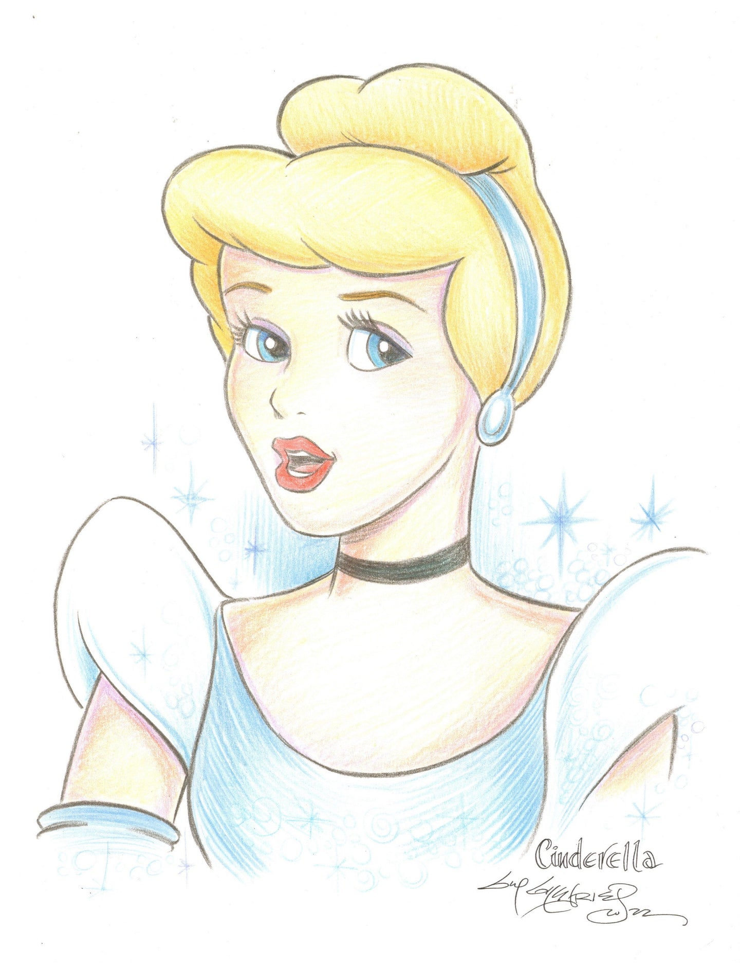 Disney's Cinderella Original Art 8.5x11 Sketch - Created by Guy Gilchrist