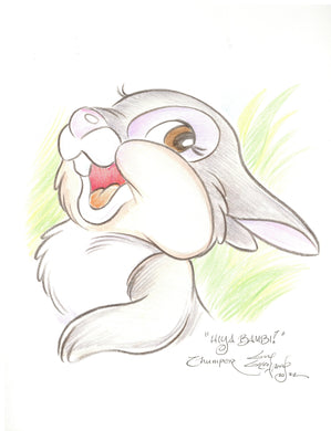 Bambi Thumper Original Art 8.5x11 Sketch - Created by Guy Gilchrist