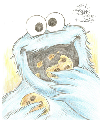 Cookie Monster Original Art 6x8 Sketch - Created by Guy Gilchrist