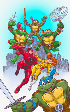 TMNT with Daredevil 11x17 Art Print - Created by Guy Gilchrist